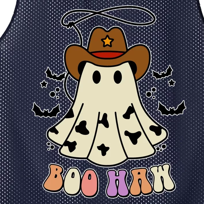 Boo Haw Ghost Western Cowboy Cowgirl Halloween Mesh Reversible Basketball Jersey Tank