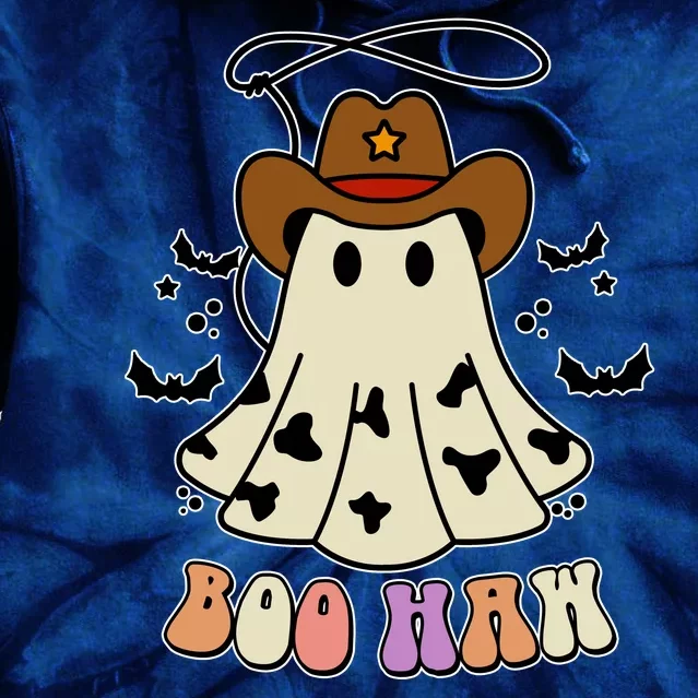 Boo Haw Ghost Western Cowboy Cowgirl Halloween Tie Dye Hoodie