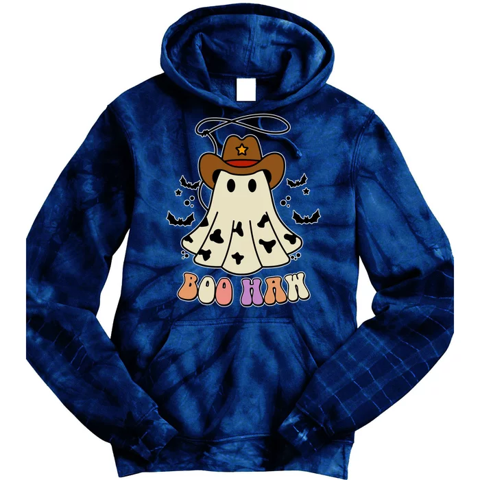 Boo Haw Ghost Western Cowboy Cowgirl Halloween Tie Dye Hoodie