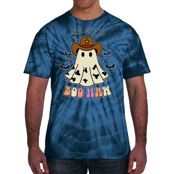 Boo Haw Ghost Western Cowboy Cowgirl Halloween Tie-Dye T-Shirt