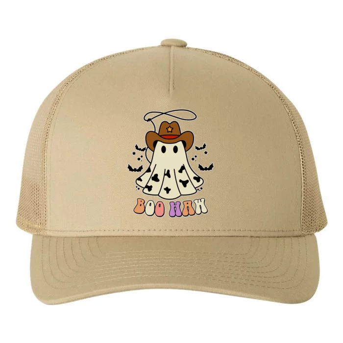 Boo Haw Ghost Western Cowboy Cowgirl Halloween Yupoong Adult 5-Panel Trucker Hat