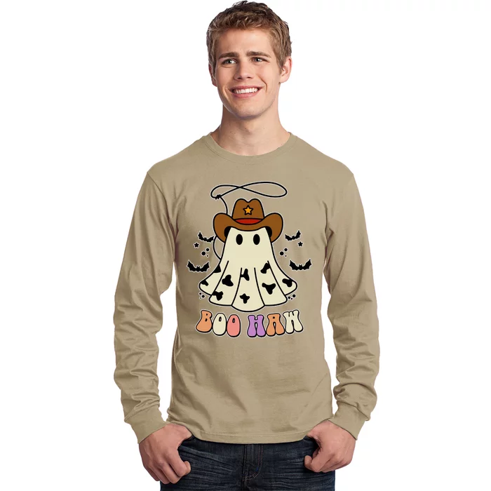 Boo Haw Ghost Western Cowboy Cowgirl Halloween Long Sleeve Shirt