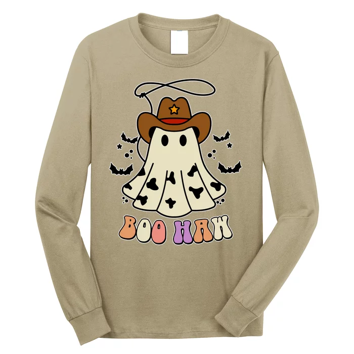 Boo Haw Ghost Western Cowboy Cowgirl Halloween Long Sleeve Shirt