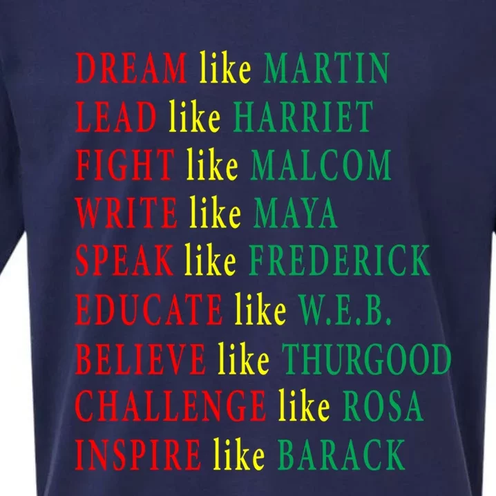 Black History Gift Malcolm Martin Harriet Maya Rosa Barack Gift Sueded Cloud Jersey T-Shirt