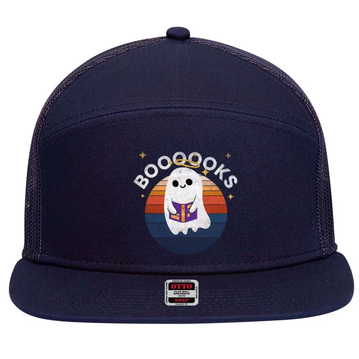 Boooooks Halloween Ghost Reading Book For Teacher And Student Cool Gift 7 Panel Mesh Trucker Snapback Hat