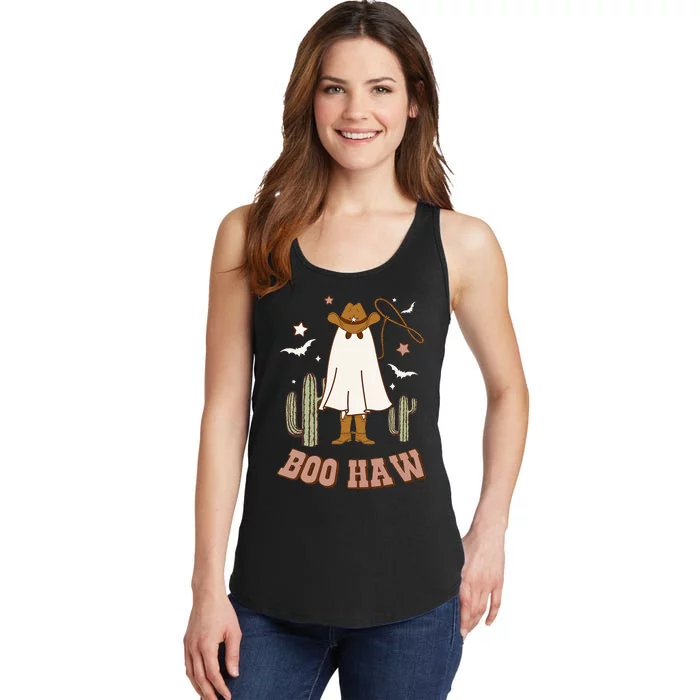 Boo Haw Ghost Funny Cowboy Cowgirl Western Halloween Ladies Essential Tank