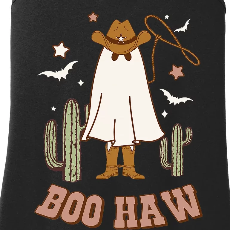 Boo Haw Ghost Funny Cowboy Cowgirl Western Halloween Ladies Essential Tank