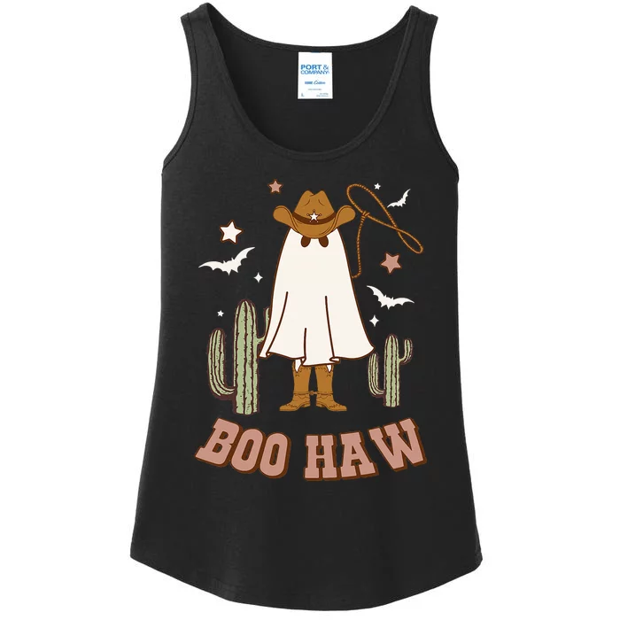 Boo Haw Ghost Funny Cowboy Cowgirl Western Halloween Ladies Essential Tank