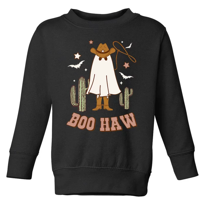 Boo Haw Ghost Funny Cowboy Cowgirl Western Halloween Toddler Sweatshirt