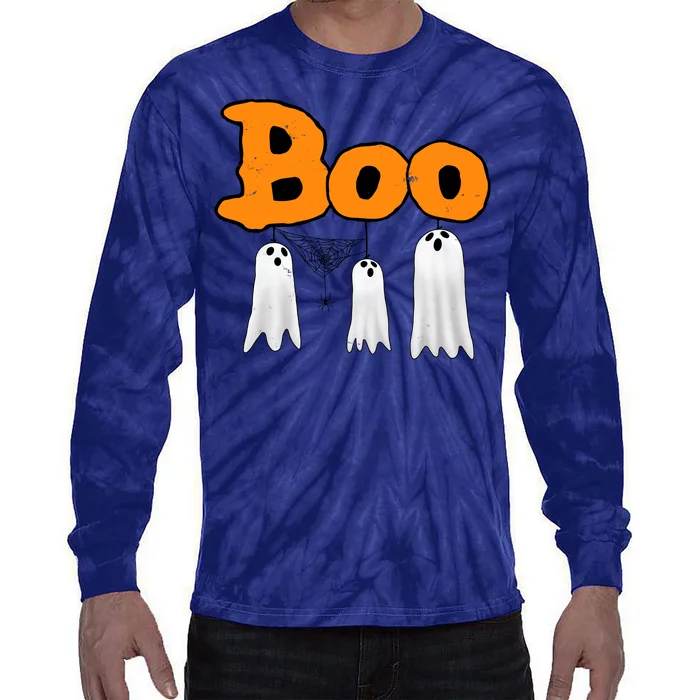 Boo Hanging Ghost Cute Funny Halloween Party Tie-Dye Long Sleeve Shirt