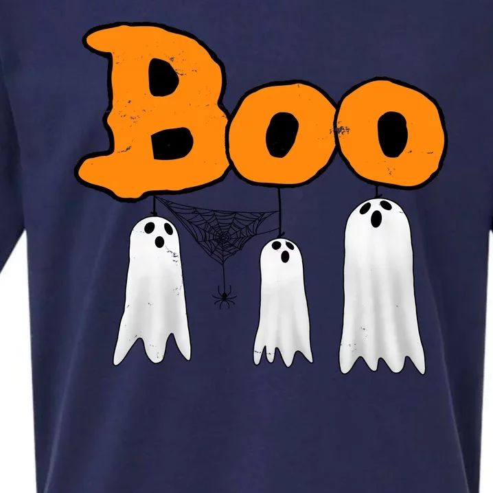 Boo Hanging Ghost Cute Funny Halloween Party Sueded Cloud Jersey T-Shirt