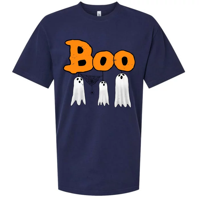 Boo Hanging Ghost Cute Funny Halloween Party Sueded Cloud Jersey T-Shirt