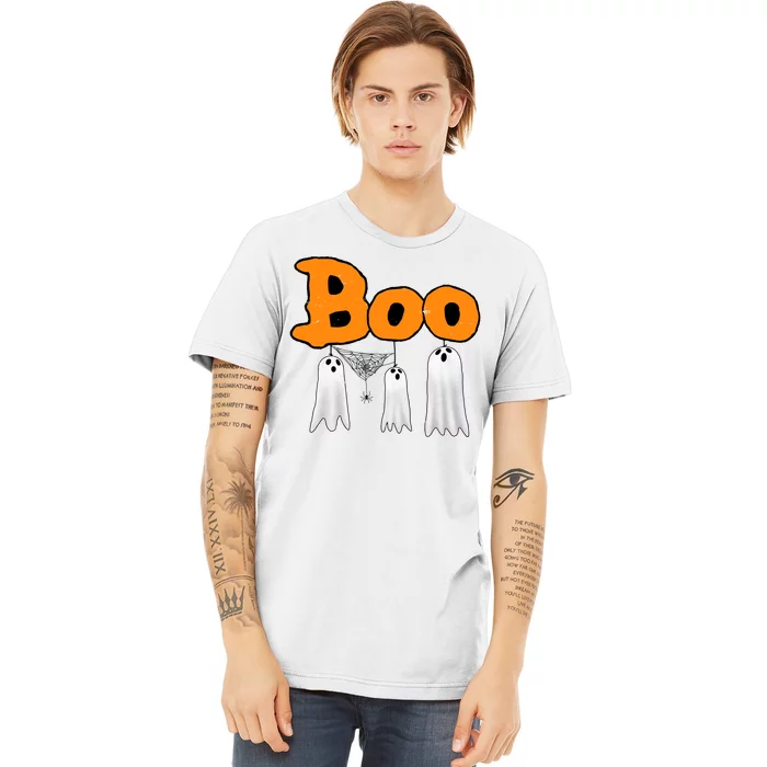 Boo Hanging Ghost Cute Funny Halloween Party Premium T-Shirt