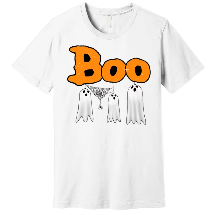 Boo Hanging Ghost Cute Funny Halloween Party Premium T-Shirt