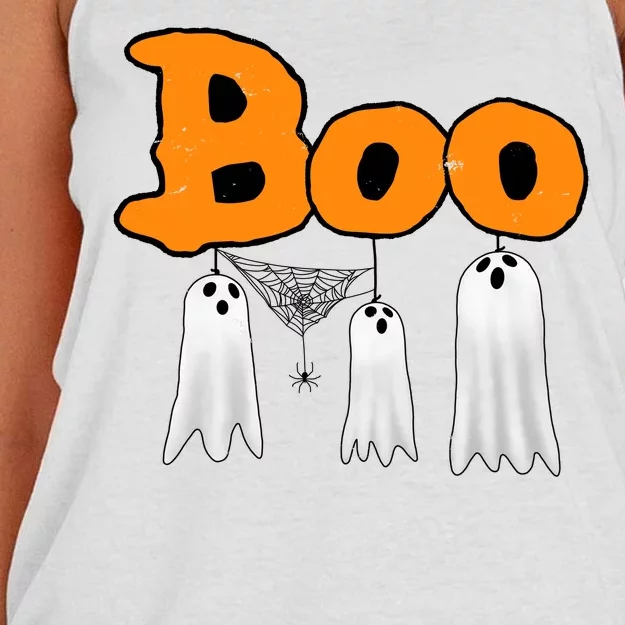 Boo Hanging Ghost Cute Funny Halloween Party Women's Knotted Racerback Tank