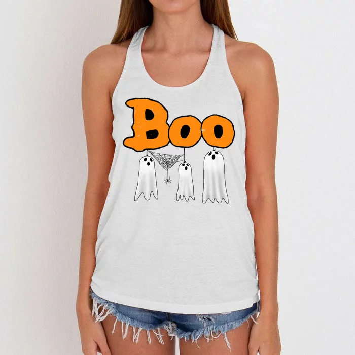 Boo Hanging Ghost Cute Funny Halloween Party Women's Knotted Racerback Tank