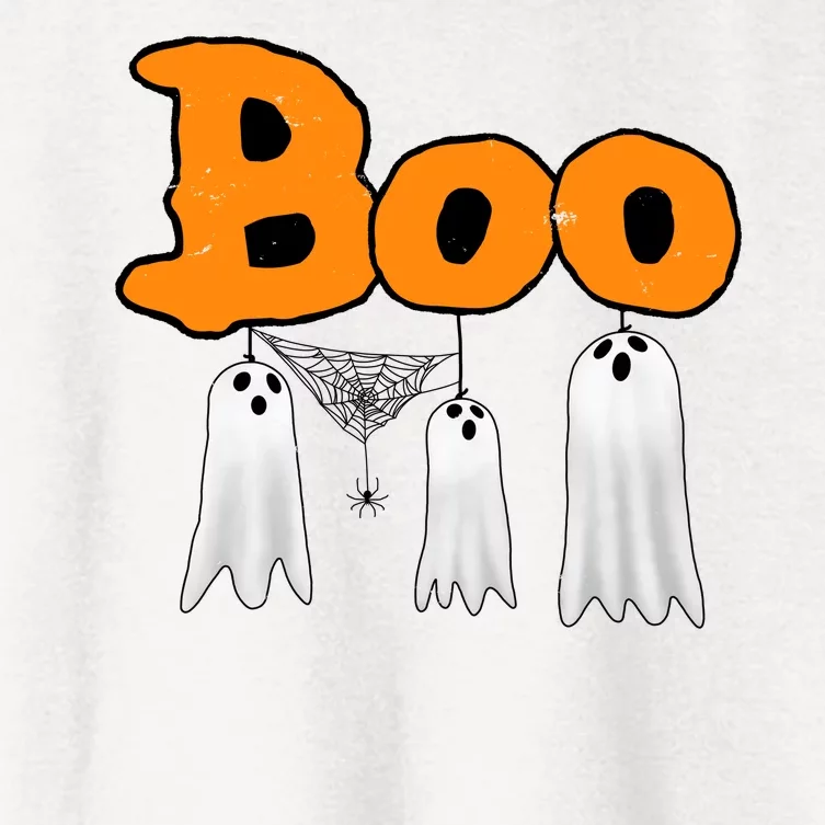 Boo Hanging Ghost Cute Funny Halloween Party Women's Crop Top Tee