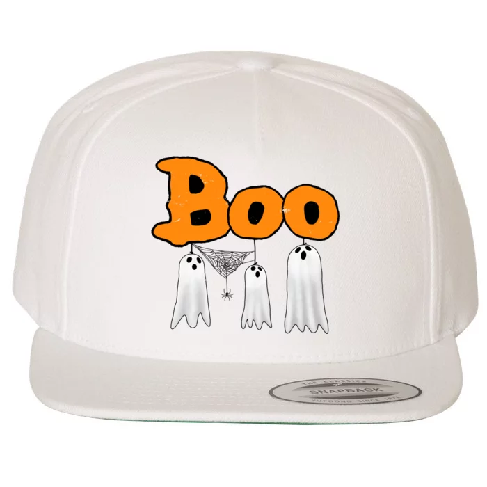 Boo Hanging Ghost Cute Funny Halloween Party Wool Snapback Cap