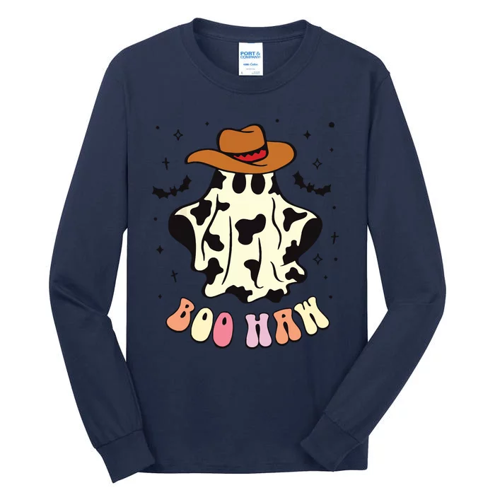 Boo Haw Ghost Western Cowboy Cowgirl Funny Halloween Spooky Tall Long Sleeve T-Shirt