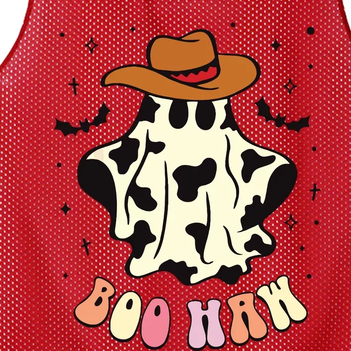 Boo Haw Ghost Western Cowboy Cowgirl Funny Halloween Spooky Mesh Reversible Basketball Jersey Tank