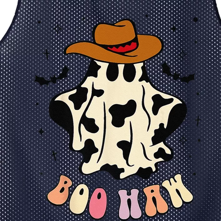 Boo Haw Ghost Western Cowboy Cowgirl Funny Halloween Spooky Mesh Reversible Basketball Jersey Tank