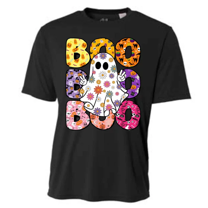 Boo Halloween Ghost Floral Cooling Performance Crew T-Shirt