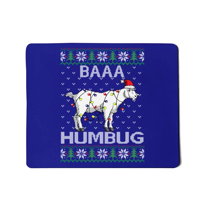 Baaa Humbug Goat Santa Hat Christmas Lights Ugly Sweater Gift Mousepad