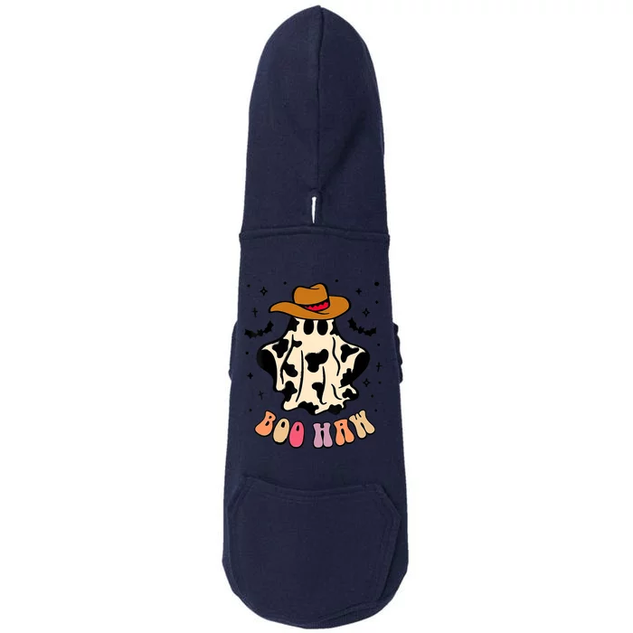 Boo Haw Ghost Western Cowboy Funny Halloween Spooky Season Doggie 3-End Fleece Hoodie