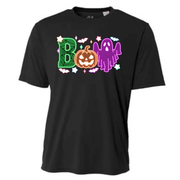 Boo Halloween Ghost Floral Cooling Performance Crew T-Shirt