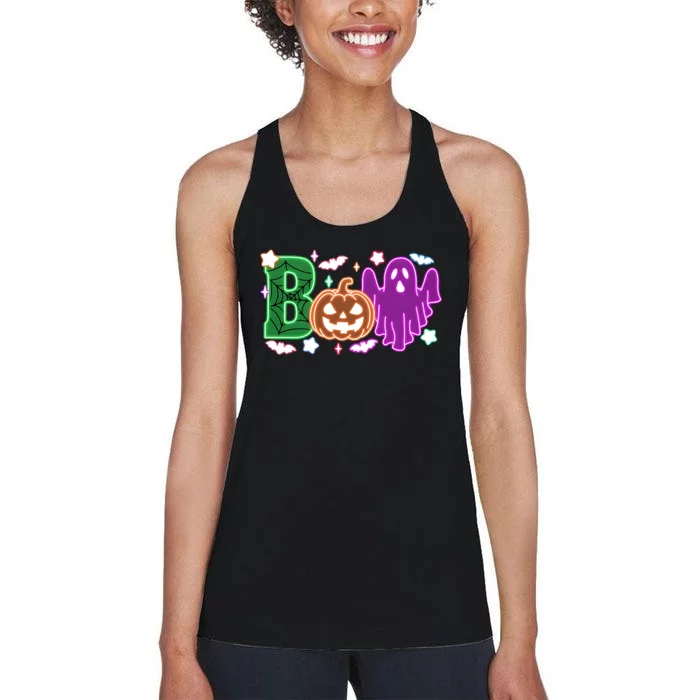 Boo Halloween Ghost Floral Women's Racerback Tank