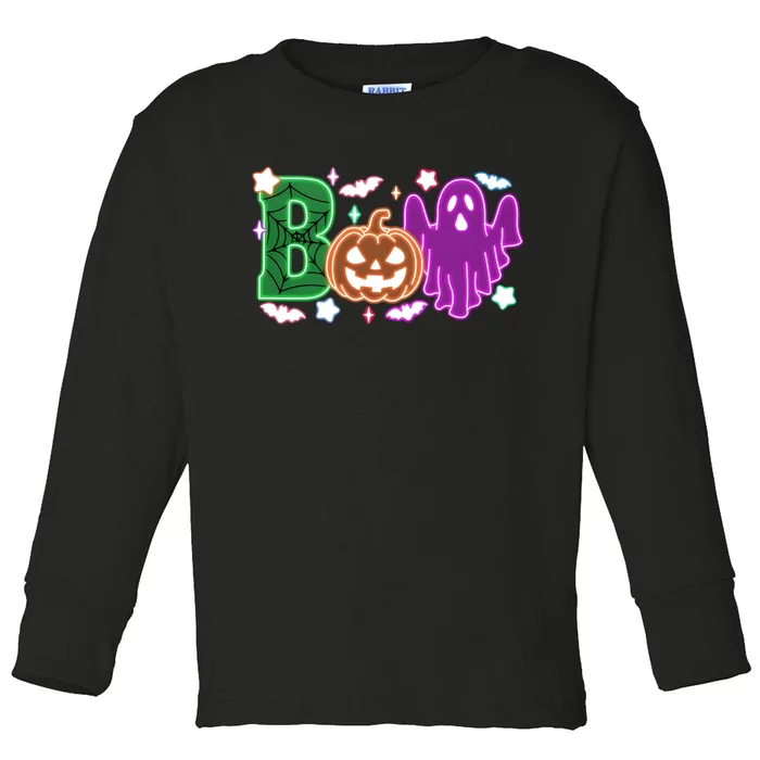 Boo Halloween Ghost Floral Toddler Long Sleeve Shirt