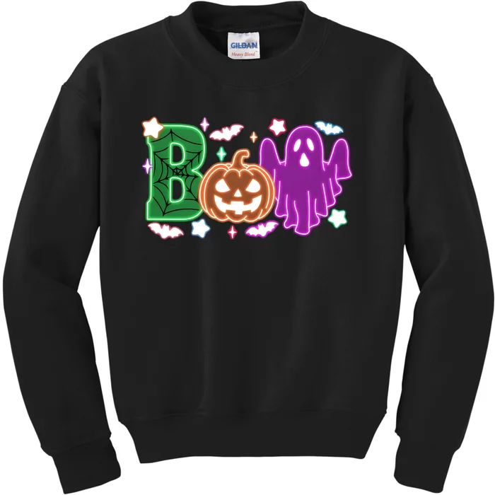 Boo Halloween Ghost Floral Kids Sweatshirt