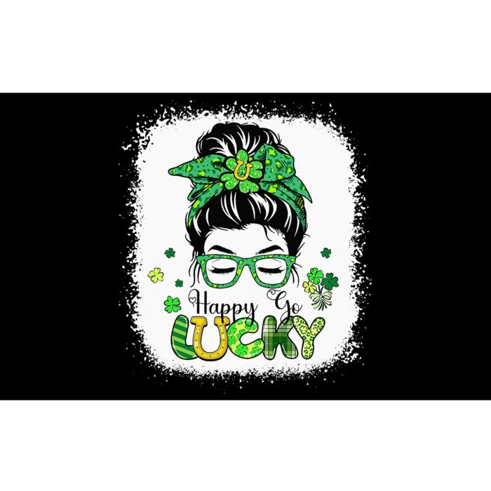 Bleached Happy Go Lucky Messy Bun St Patricks Day Bumper Sticker