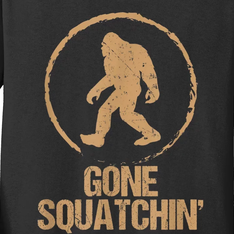 Bigfoot Hunter Gone Squatching Sasquatch Kids Long Sleeve Shirt