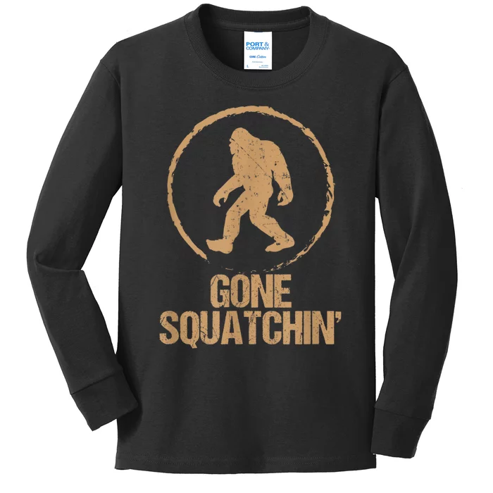 Bigfoot Hunter Gone Squatching Sasquatch Kids Long Sleeve Shirt