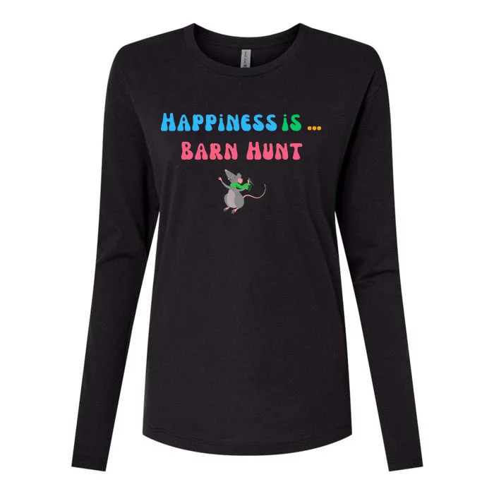 Barn Hunt Happiness Is Barn Hunt Cute Rat Womens Cotton Relaxed Long Sleeve T-Shirt