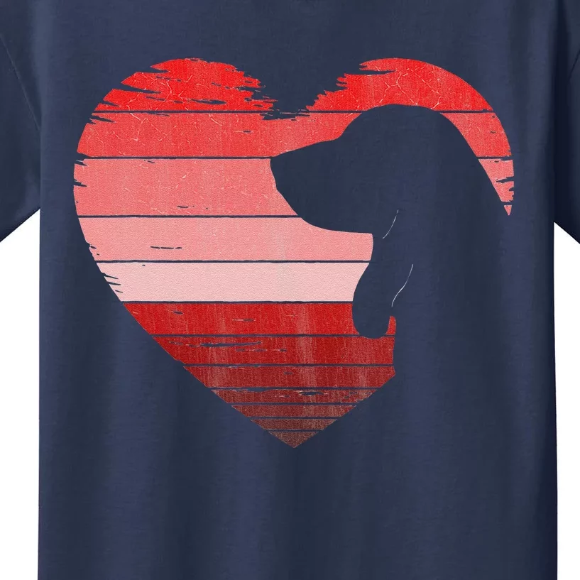 Basset Hound Heart Silhouette Valentine's Day Dog Lover Kids T-Shirt