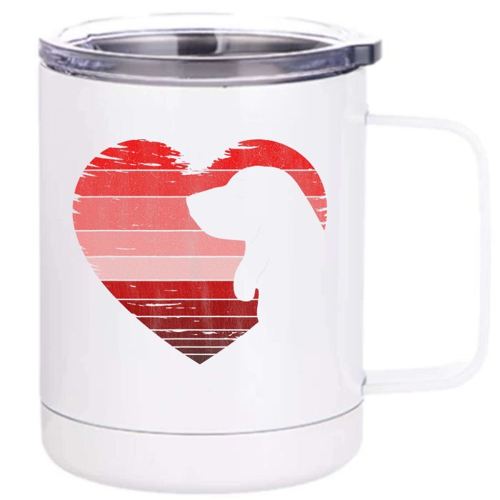 Basset Hound Heart Silhouette Valentine's Day Dog Lover Front & Back 12oz Stainless Steel Tumbler Cup