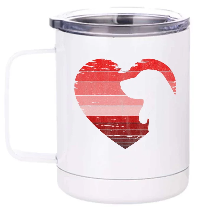 Basset Hound Heart Silhouette Valentine's Day Dog Lover Front & Back 12oz Stainless Steel Tumbler Cup