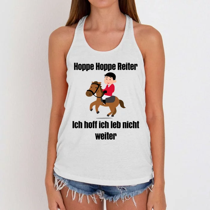 Basedment Hoppe Hoppe Reiter Ich Hoff Ich Leb Nicht Weiter Women's Knotted Racerback Tank