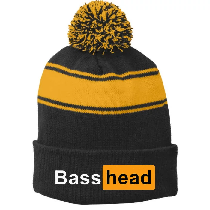 Bass Head Headbanger Edm Rave Festival Costume Dance Music Stripe Pom Pom Beanie