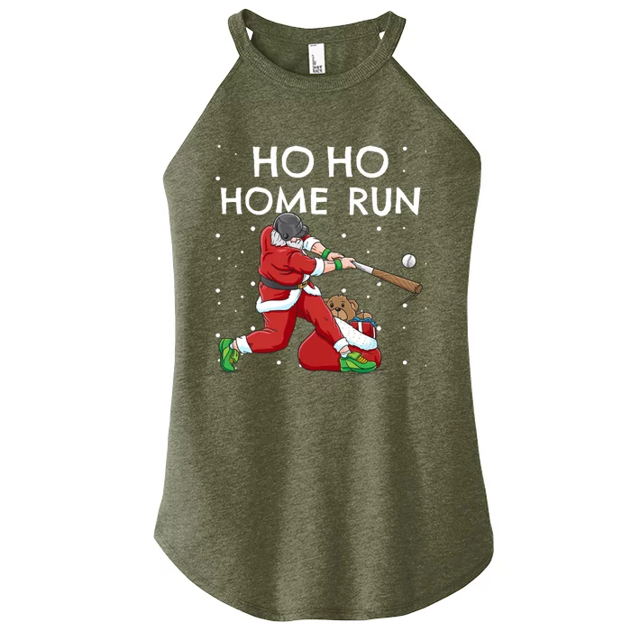 Baseball Ho Ho Home Run Funny Christmas Women’s Perfect Tri Rocker Tank