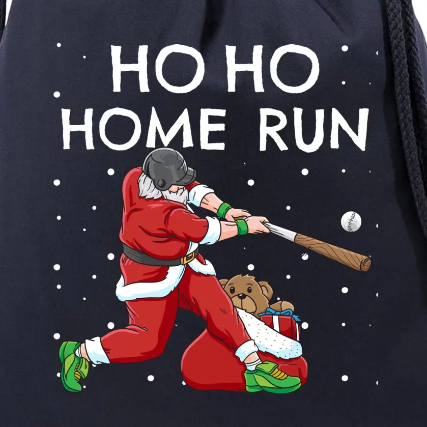 Baseball Ho Ho Home Run Funny Christmas Drawstring Bag