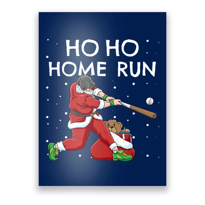 Baseball Ho Ho Home Run Funny Christmas Poster