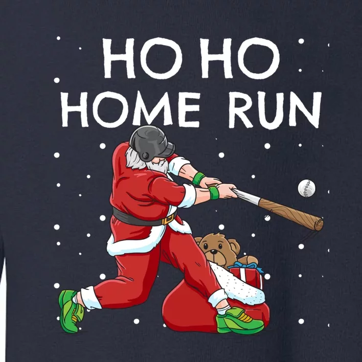 Baseball Ho Ho Home Run Funny Christmas Toddler Sweatshirt