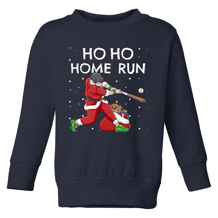 Baseball Ho Ho Home Run Funny Christmas Toddler Sweatshirt