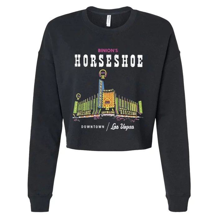 Binion's Horseshoe Hotel Casino Vintage Retro Las Vegas Cropped Pullover Crew