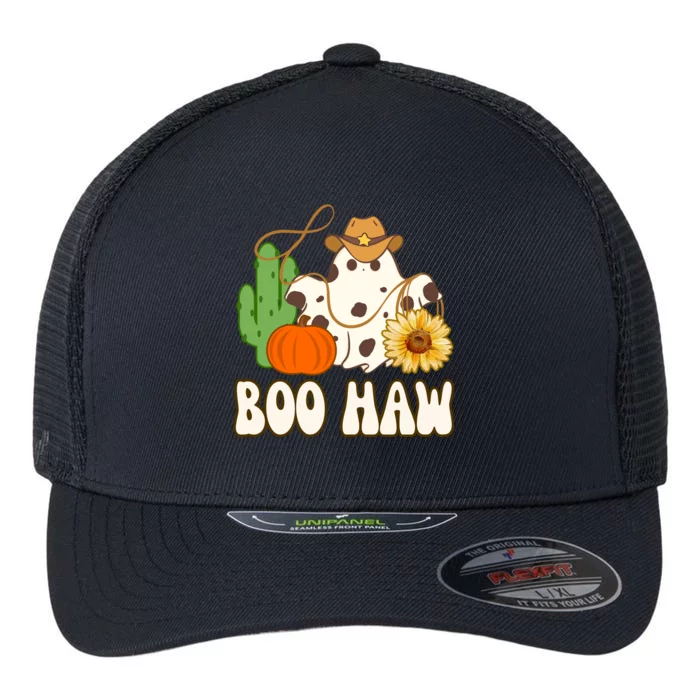 Boo Haw Halloween Country Flexfit Unipanel Trucker Cap