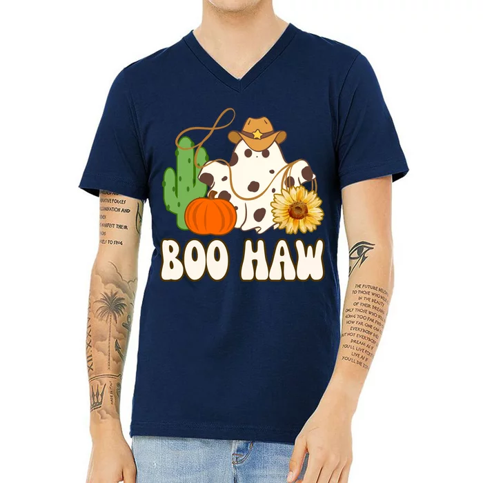 Boo Haw Halloween Country V-Neck T-Shirt