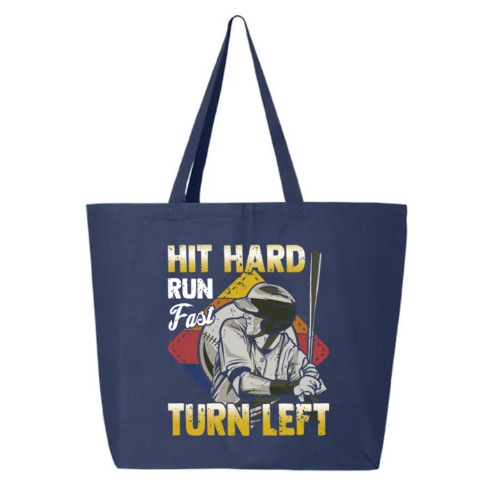 Basebal Hit Hard Run Fast Turn Left Funny Baseball Gift 25L Jumbo Tote